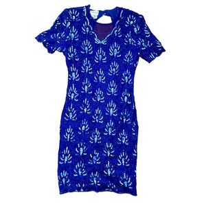 Vintage Stenay Silk Beaded Evening Cocktail Sheath Dress Sequin